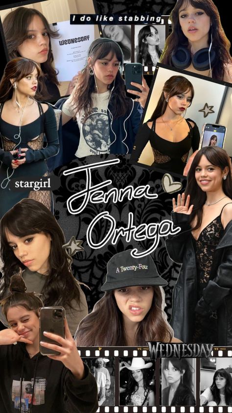 Jenna Ortega Wallpaper Collage, Aesthetic Black Collage, Jenna Ortega Halloween, Netflix Aesthetic, Black Collage, Yuru Yuri, Scream 6, Jen Jen, Cute Rappers