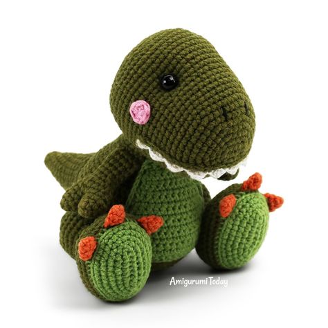 Crochet Tyrannosaurus T-rex Amigurumi - Free Pattern Crochet Dinosaur Pattern Free, Crochet T-rex, Dinosaur Crochet Pattern, Dinosaur Crochet, Crochet Dinosaur Patterns, Crochet Dinosaur, Crochet Animals Free Patterns, T Rex Dinosaur, Dinosaur Pattern