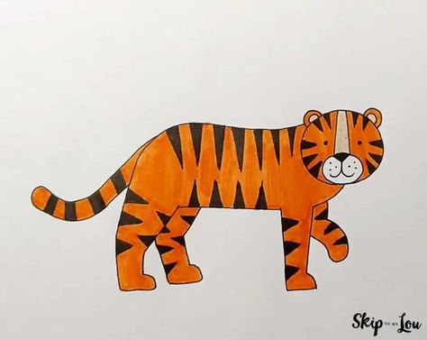 Tiger Drawing Tiger Drawing For Kids, Easy Tiger Drawing, Simple Things To Draw, Things To Draw Easy, Reindeer Drawing, Best Sketchbook, Turkey Drawing, Tiger Sketch, Skip To My Lou