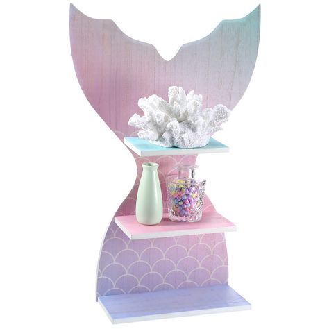 PRICES MAY VARY. Creative and Cute Mermaid Tail Shape: our bedroom shelves for walls kids adopt a mermaid tail shape, creative and cute, decorated with bright dreamy colors, fairy and eye catching, to add a touch of color and fun, easy to attract the attention of your girls Suitable Size to Display: this mermaid decor for bathroom is about 21.46 x 14.02 inches/ 54.5 x 35.6 cm, compact and lightweight, suitable and proper, you can use it to hold and store many items as you like, to give you a con Nursery Floating Shelves, Mermaid Shelf, Mermaid Theme Room, Surf Room Decor, Wall Decor Shelf, Shelf Wall Decor, Mermaid Bathroom Decor, Surf Room, Kid Bathroom Decor