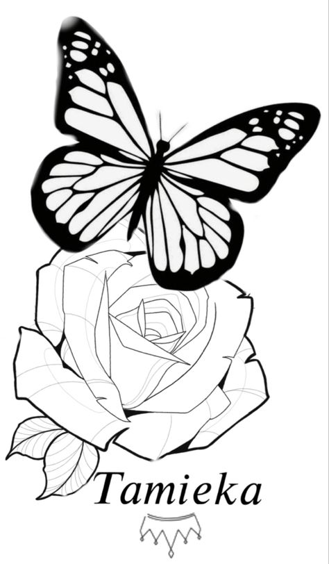 Rose And Butterfly Tattoo Thigh Piece, Butterfly On Rose Tattoo, Skins Drawings, Monarch Butterfly Tattoo Stencil, Cloud Tattoo Sleeve, Rose Tattoo Stencil, Rose And Butterfly Tattoo, Butterfly With Flowers Tattoo, Butterfly Tattoo Stencil