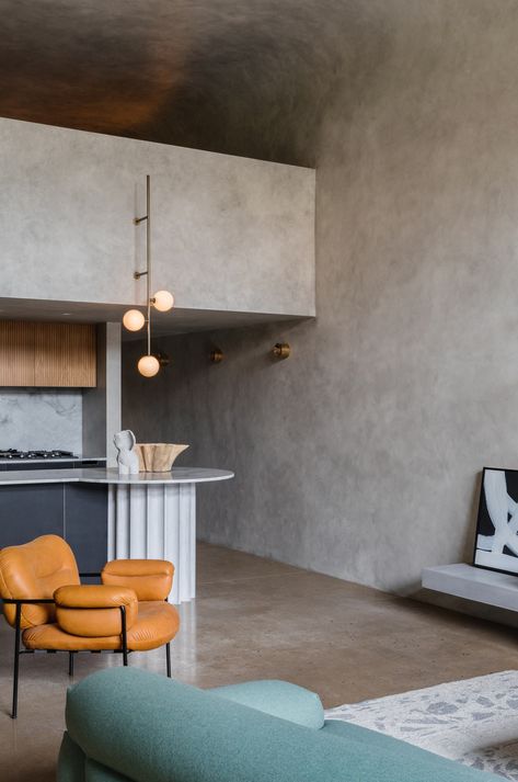 Perfect Storm: A Camperdown Apartment Inspired by Brutalism - Design Milk Brutalist Interior, Open Plan Apartment, Glazed Walls, 7 Design, Brutalist Design, Australian Interior Design, Interior Minimalista, Interior Design Awards, Brutalist Architecture