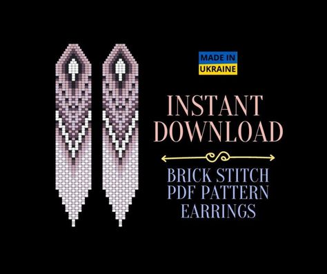 Brick Stitch Fringe Earring Pattern Purple Ethnic Pattern - Etsy Fringe Earrings Pattern, Fringe Earring Pattern, Simple Beaded Necklaces, Fringe Earring, Beaded Fringe Earrings, Brick Stitch Earrings, Brick Stitch Pattern, Beaded Earrings Patterns, Feather Pendant