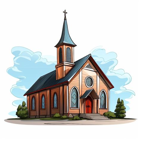 Church Cartoon, Church Clipart, Caim E Abel, Church Aesthetic, Lutheran Church, Divine Design, Your Message, Cartoon Pics, Premium Photo