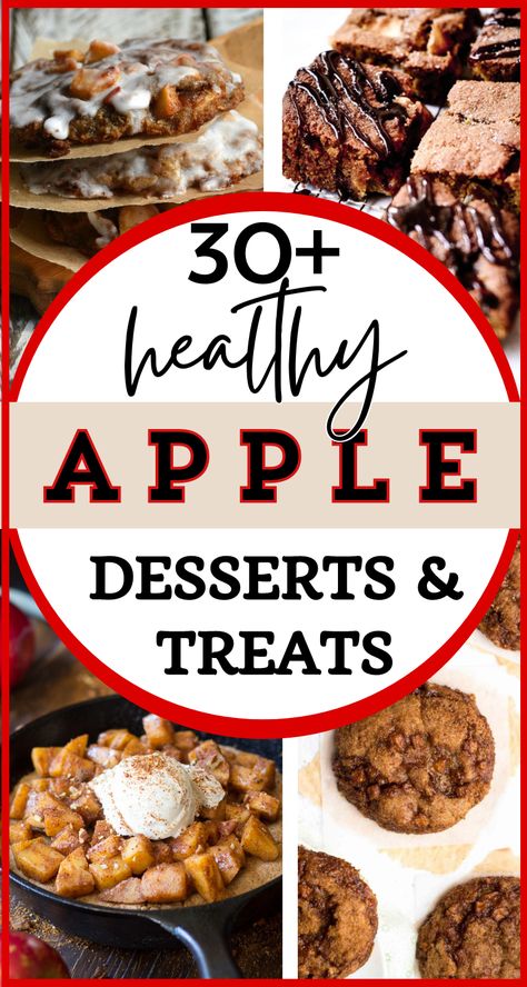 Looking for healthy apple dessert recipes or wondering what to do with leftover apples from apple picking? Here are 30+ healthy apple recipes that include all your favorites: baked apple dessert, healthy apple muffins, many gluten free and paleo options with your favorite fruit, in your favorite fall recipes! Bariatric Apple Recipes, Fall Apple Desserts Healthy, Healthy Recipes Using Apples, Apple Pie Healthy Recipe, What To Do With Too Many Apples, Baked Apples Recipe Oven Healthy, Healthier Apple Desserts, Healthy Apple Recipes Desserts, Healthy Apple Desserts Low Calories