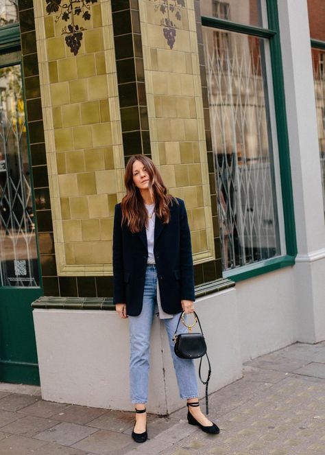 MOST WORN: JACKET & DENIM COMBINATION. Black Blazer Outfit Work, Oversized Black Blazer Outfit, Denim Combination, Oversize Blazer Outfit, Black Blazer With Jeans, Oversized Black Blazer, Oversized Black Denim Jacket, Black Jacket Outfit, Oversized Blazer Outfit