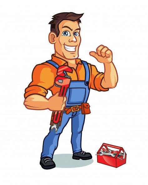 Handyman cartoon mascot carrying wrench ... | Premium Vector #Freepik #vector #logo #design #man #box Handyman Logo, Work Cartoons, Mascot Illustration, Man Cartoon, Thumb Up, Cartoon Mascot, Cartoon Sketches, Design Animation, Vector Portrait