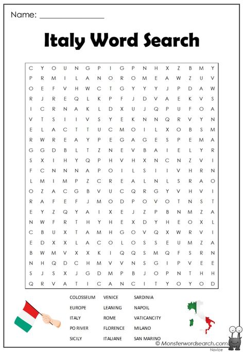 cool Italy Word Search Italy Activities For Kids, Italy Crafts For Kids, Italy Coloring Pages, Italy Activities, Italy Crafts, History Word Search, Around The World Crafts For Kids, Multicultural Night, Multicultural Festival