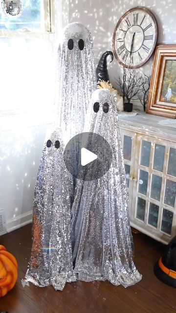 Bethany (Bargain Bethany) on Instagram: "DIY ✨ Sparkle ✨ Ghost! #dollartree #halloweendecor #halloweendiys #dollartreehalloweendiys #dollartreediys" Silly Halloween Decorations, Outside Halloween Birthday Party, Whimsical Halloween Decorations, Glitter Halloween Decor, Arch Halloween Decor, Glitterville Halloween Diy, Disco Halloween Decorations, Halloween Cute Decor, Mermaid Halloween Decorations