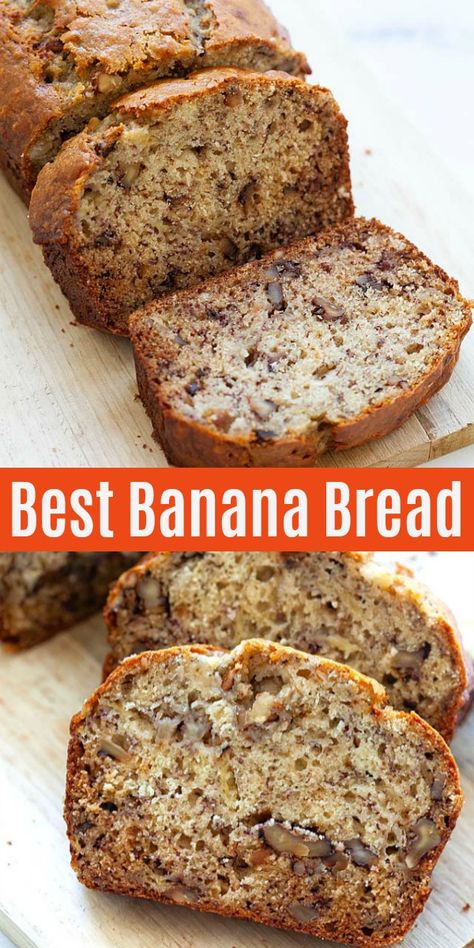 Best Banana Bread Recipe (Extra Moist and Soft!) - Rasa Malaysia Banana Bread Recipe Easy Moist, The Best Banana Bread Recipe, Best Banana Bread Recipe, Banana Nut Bread Recipe, Nut Bread Recipe, Banana Walnut Bread, The Best Banana Bread, Banana Bread Recipe Moist, Homemade Banana Bread