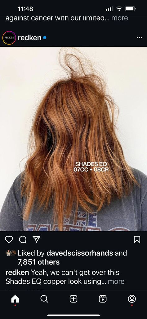 Multi Tonal Ginger Hair, Redken Shades Copper Formulas, Copper Shades Eq Formula, Shades Eq Copper Formula, Shades Formulas, Hair Toning, Hair Formulas, Red Orange Hair, Hair Education