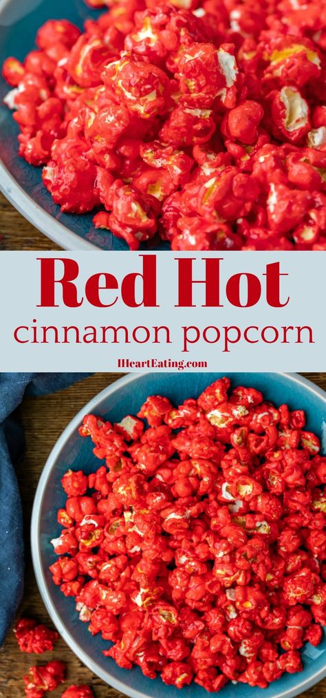 Candy Popcorn Recipe, Flavored Popcorn Recipes, Cinnamon Popcorn, Sugar Popcorn, Popcorn Recipes Easy, Hot Popcorn, Cinnamon Candy, Popcorn Snacks, Red Hots