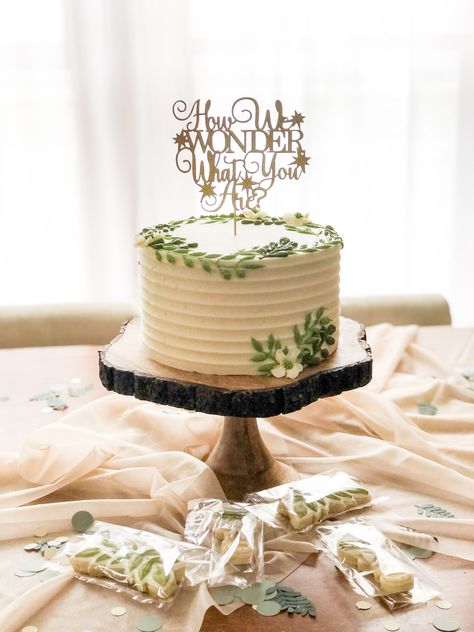 Gender Reveal Cake Ideas Boho, Sage Green Gender Reveal Cake, Greenery Gender Reveal Party, Gender Reveal Ideas Sage Green, Botanical Gender Reveal, Green Gender Reveal Party, Earthy Gender Reveal, Nature Gender Reveal, Boho Gender Reveal Cake