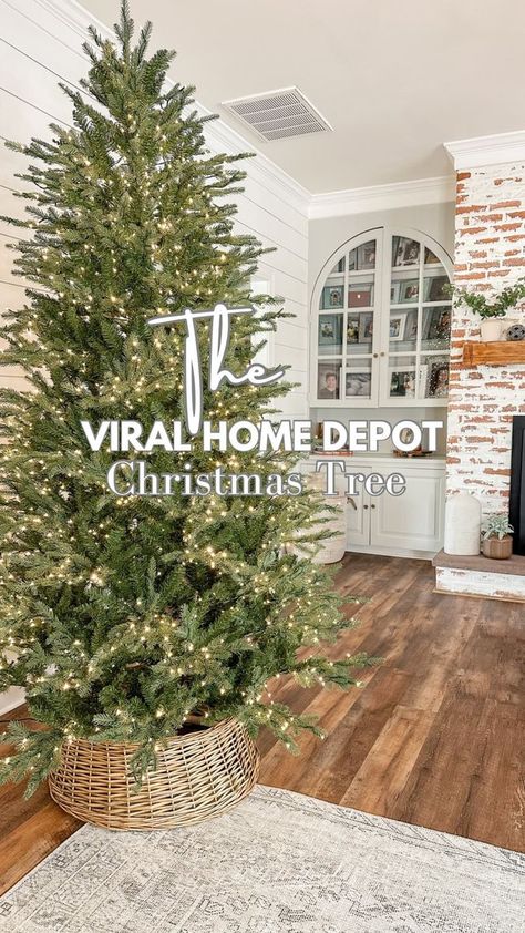 5.2K views · 261 reactions | THE VIRAL HOME DEPOT CHRISTMAS TREE👇🏻 🎄This just may be the best purchase I have made all year. Not only is this tree gorgeous… but it’s super easy to set up! I had the tree up and ready for decorations in less than 15 minutes. Its also available in a variety of sizes. And two shapes (full & slim). My tree is the 7.5 ft tall, full version. 💬COMMENT “Tree” for a direct link to shop to be messaged to you. #merrychristmastree #deckthehalls #festivetree #xmastree #holidaytree #joyfuldecor #christmastree #christmasiscoming #christmaslights #christmasdecor #christmas2023 #christmasmagic #christmasseason #christmasishere #christmasisnear #christmaslove #christmashouse #spiritofchristmas #christmasmood #christmasdecorations #christmastime #lights #christmas | T Christmas Tree In Basement, 12’ Christmas Tree, Viral Home Depot Christmas Tree, Home Depot Christmas Trees, Viral Christmas Tree, Tall Christmas Tree Living Rooms, Joy Decorations, Cozy Christmas Decor, Cute Christmas Tree