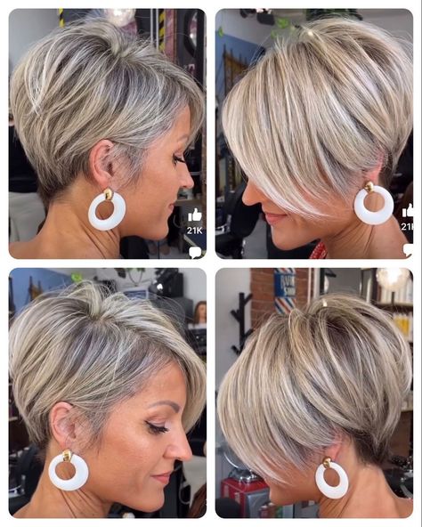 Balayage Short, Haircut Short, Pixie Haircut For Thick Hair, Short Hair Trends, Growing Out Short Hair Styles, Messy Short Hair, Caramel Highlights, Bangs Short, Trendy Short Haircuts