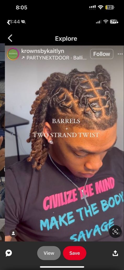 Barrels Into Two Strand, Barrel Twist Into Two Strand, Loc Barrels, Barrel Twist Locs Men, Barrel Twist Dreads Men, Retwist Styles, Loc Hairstyles For Men, Locs Inspiration, Mens Dreadlock Styles