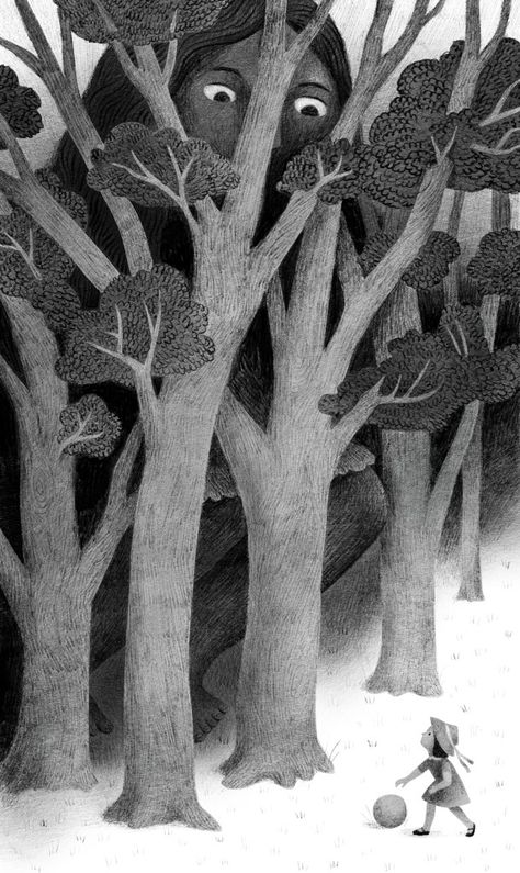 The Giant in the Woods | Corey Egbert Monotone Illustration, Lines In Art, Creepy Illustration, Palette Illustration, Graphite Illustration, Book Illustration Design, Contour Lines, Picture Books Illustration, Graphite Drawings