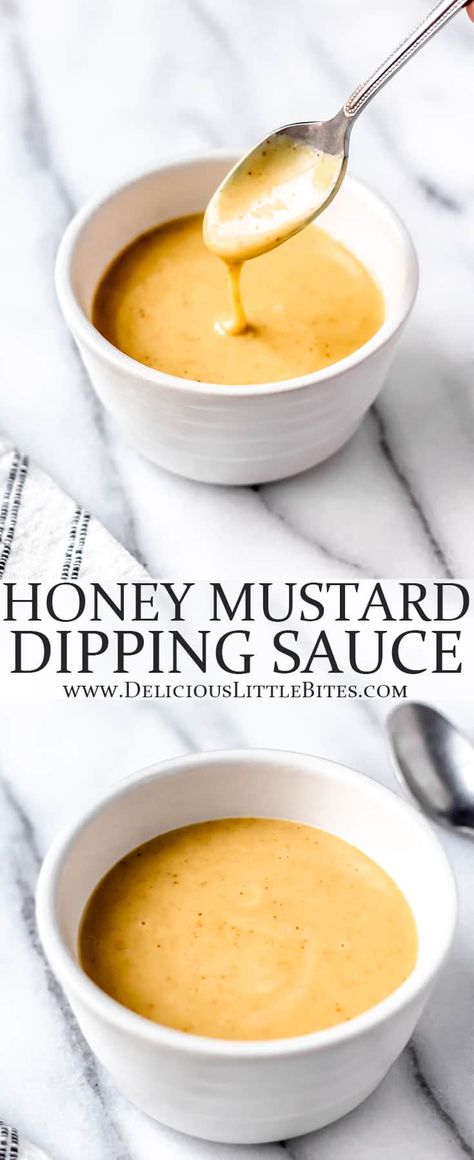 Honey Mustard Dipping Sauce is the perfect compliment to crispy chicken tenders, fresh vegetables and so much more. Make this easy, tasty sauce in less than 5 minutes with just 4 ingredients. | #honeymustard #sauce #dippingsauce Mustard Sauce For Chicken, Spicy Honey Mustard, Healthy Sauce Recipes, Honey Mustard Dip, Honey Mustard Recipes, Dipping Sauces For Chicken, Mustard Dip, Honey Mustard Dipping Sauce, Homemade Honey Mustard