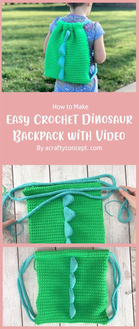 This Dinosaur backpack is the perfect gift to make for your kids, friends or family. It’s easy to crochet, comfortable and super cute. If you love crochet and kids, this pattern is for you. It’s really easy to make and kids will be happy to carry their books in it. Easy Crochet Dinosaur, Taylor Lynn, Crochet Challenge, Backpack Crochet, Crochet Dinosaur Patterns, First Crochet, Crochet Backpack Pattern, Dinosaur Backpack, Animal Backpacks