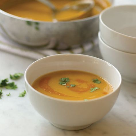 Check out Creamy Leek and Ginger Soup with Carrot-Puree Swirl recipe and more from Sur La Table! Sweet Potato Leek Soup, Thanksgiving Soup Recipes, Thanksgiving Soups, Potato And Leek Soup, Carrot Puree, Leeks Soup Recipes, Ginger Soup, Potato Leek Soup, Leek Soup