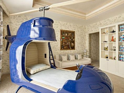 Kids Helicopter Bed - Awesome Stuff 365 Kids Bed Design, Unique Beds, Boys Bedding, Childrens Beds, Kids' Bed, Cool Beds, Kid Beds, Boy's Room, Bed Design