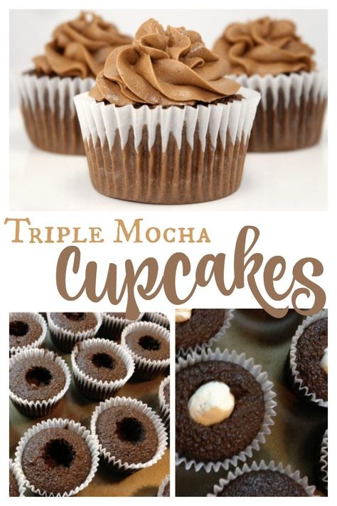 These Mocha Cupcakes have a mocha cream cheese filling and sweet mocha buttercream frosting. Delicious mocha cupcakes to satisfy any chocolate lover! Pumpkin Spice Coffee Recipe, Large Cupcake Cakes, Mocha Buttercream Frosting, Mocha Buttercream, Cream Filled Cupcakes, Mocha Frosting, Mocha Cream, Mocha Cupcakes, Coffee Cupcakes