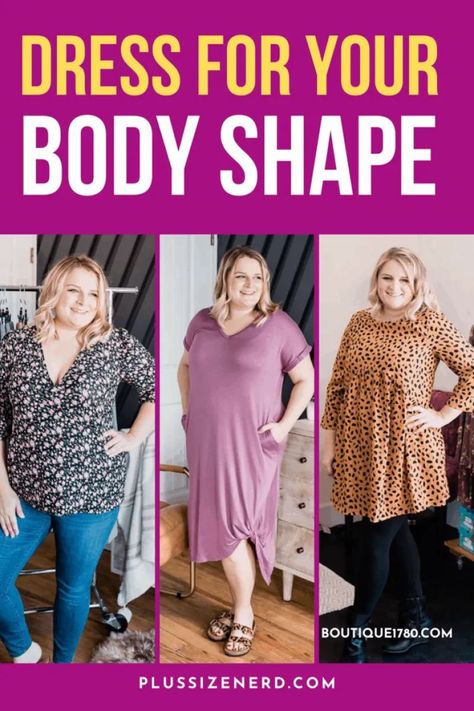 Dress for Your Size and Shape for Plus Size Women. Apple or pear or rectangle or inverted triangle. #plussize Plus Size Rectangle Body Shape Outfits, Plus Size Rectangle Body Shape, Plus Size Body Shapes, Ashley Martin, Rectangle Body Shape Outfits, Inverted Triangle Outfits, Apple Shape Fashion, Plus Size Outfit Ideas, Body Positive Fashion