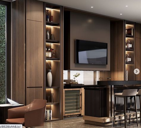 Bar Wall Ideas, Penthouse Bar, Home Bar Areas, Home Bar Design, Linear Fireplace, Vip Room, Home Bar Designs, Basement Bar, Bar Areas