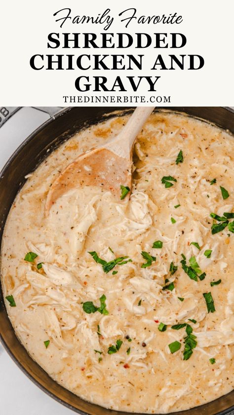 Imagine coming home to this comforting, family favorite Shredded Chicken and Gravy dish that fills your home with the warmth of love and flavors. This recipe combines the perfect balance of juicy, tender chicken with a creamy, mouthwatering gravy that will leave you craving for more. Don't miss out on the ultimate family-friendly dinner that will have everyone asking for seconds! Follow this recipe and prepare to become a Shredded Chicken and Gravy hero! Shredded Chicken In Gravy, Chicken And Gravy Stovetop, Shredded Chicken And Gravy, Use Leftover Chicken, Chicken Gravy Recipe, Chicken And Gravy, Chicken Stock Recipe, Easy Shredded Chicken, Low Calorie Chicken