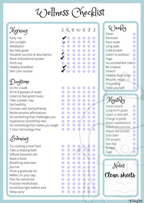 Wellness Checklist digital, Self-care List, Daily Wellness, Holistic Care - Etsy UK homeschoolplannerprintable #bestplannersandorganizers #7daymealplanner Wellness Checklist, Spa Kits, Daily Checklist, Holistic Care, Self Care Bullet Journal, Monthly Goals, Daily Goals, Get My Life Together, Learn A New Skill