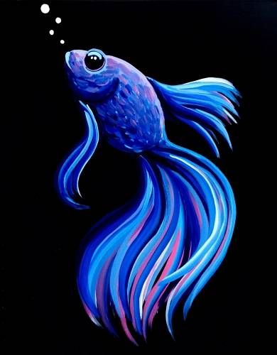 Black Canvas Paintings, Paint Nite, Cute Canvas Paintings, Tapeta Galaxie, Easy Canvas Painting, Seni Cat Air, Small Canvas Art, Simple Acrylic Paintings, Blue Fish