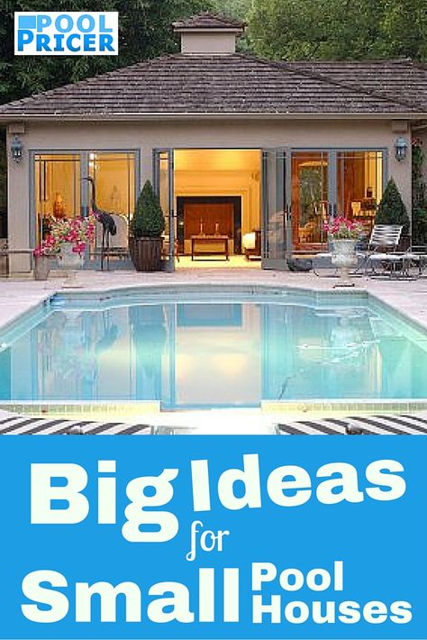 Large Pool House, Small Pool House Ideas, Tiny Pool House, Small Pool House, Pool House Ideas, Small Pool Houses, Backyard Pool House, Pool House Cabana, Pool House Shed