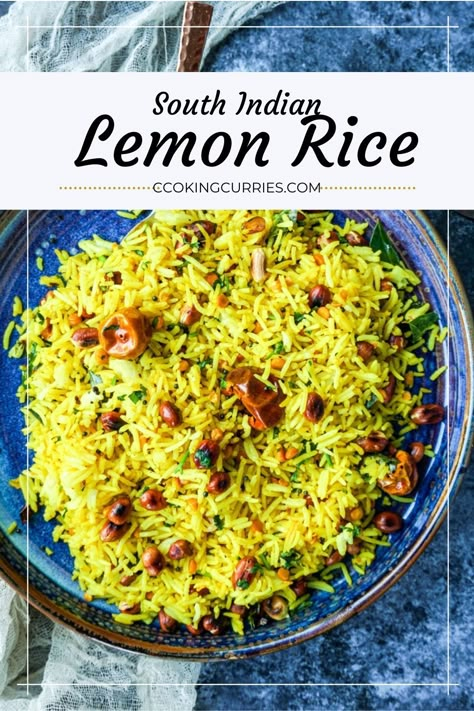 Crunchy Lentils, South Indian Lemon Rice Recipe, Chicken 65, Authentic Indian Food, Cooking Curry, Rice Side Dish Recipes, Indian Rice Recipes, Indian Rice, Lemon Rice