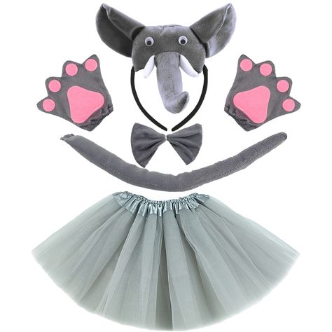 PRICES MAY VARY. Size detail: the elephant costume set includes headband, tail, bow tie, gloves and tutu skirt, the headband is approx 27.5 cm/ 10.8 inch in length, 25 cm/ 9.8 inch in height, the pair of elephant gloves is approx 17 cm/ 6.7 inch in length, 15.5 cm/ 6.1 inch in width, proper size for kids, teens, and most adults; the elephant skirt is designed with elastic band, can be stretched to fit most waist sizes, easy to put on or take off Quality material: the elephant costume set is made Elephant Costume, Elephant Costumes, Mouse Costume, Halloween Clothing, Accessories Ear, Fancy Dress Up, Fancy Costumes, Princess Tutu, Skirts For Kids