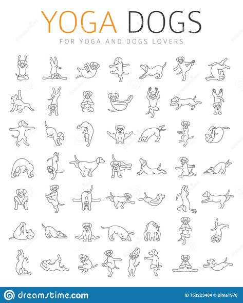 Yoga Dog Tattoo, Dog Stretching Drawing, Dog Poses Illustration, Yoga Poses Tattoo, Yoga Dog Illustration, Dog Stretching Tattoo, Yoga Illustration Funny, Dog Tattoo Funny, Dog Poses Drawing