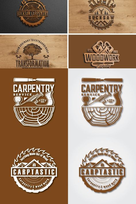 I will design carpentry woodwork and wood craft logo Carpentry Logo Design, Woodwork Logo, Wooden Logo, Carpentry Services, Ring Logo, Label Ideas, Saw Wood, Wood Logo, Mens Hairstyles Thick Hair