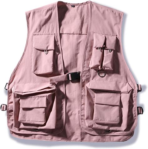 Hooever Womens Summer Outdoor Quick Dry Lightweight Safari Cargo Fishing Travel Vest (Pink, M) Vest Men Outfit, Farm Tips, Multi Pocket Vest, Hiking Vest, Safari Vest, Travel Vest, Vest Outfits For Women, Military Vest, Tactical Wear