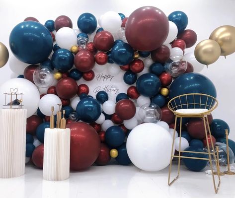 PRICES MAY VARY. 🎉🎉【Quality Guarantee】 Our burgundy navy blue gold balloon arch are made of high-quality materials, ensuring long-lasting bright colors that will stand out at your event. They are easy to inflate and hang, making your party planning stress-free and enjoyable. 🎉🎉【Party Kit Includes 】Our orange balloon arch kit are designed to add elegance to your event! 132pcsburgundy navy blue gold balloons arch includes 5inch: 20 x burgundy balloons, 20 navy blue balloons, 10 x metallic gold Navy Blue And Burgundy Wedding Arch, Marvel Wedding Decorations, Balloon Combinations Color Schemes, Navy Blue And Burgundy Wedding Theme, Navy Blue Burgundy Gold Wedding, Blue Gold Balloons, Burgundy And Navy Blue Wedding, Ball Themes, Burgundy Balloons