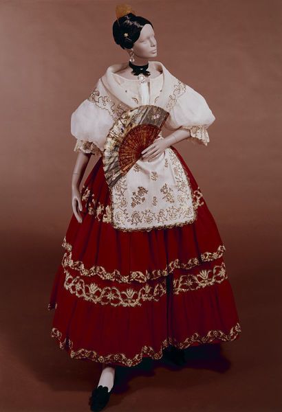 Woman's wedding costume, c. 1830, Elche, Spain. Europe Traditional Dress, Traditional Spanish Clothing Women, 19th Century Mexican Fashion, Spain Culture Traditional Dresses, Spanish Costumes Women, Spanish Dress Traditional, Spaniard Fashion, Spain Traditional Clothing, Spanish Traditional Clothing