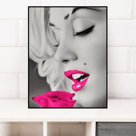 11x8.5 Premium Quality Poster Framed Original Art By Koprints Marilyn Monroe Poster Vintage, Marilyn Monroe Pop Art Vintage, Facial Drawings, Glam Artwork, Marilyn Monroe Room, Color Pop Art, Marilyn Monroe Decor, Marilyn Monroe Pink, Marilyn Monroe Wall Art