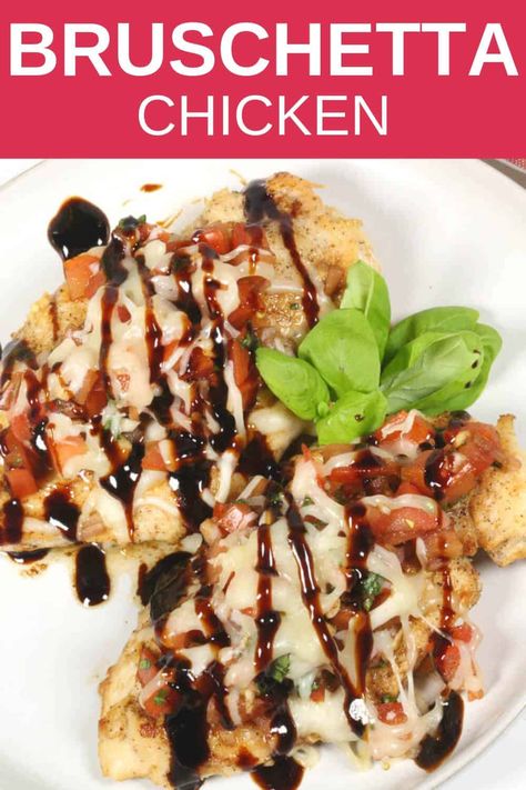 This 30 minute Bruschetta Chicken is one of my favorite easy baked chicken recipes. Juicy chicken topped with a flavorful tomato mixture, mozzarella cheese and balsamic glaze. #chicken #healthyrecipe #easyrecipe Chicken Recipes Juicy, Easy Baked Chicken Recipes, Balsamic Glaze Recipes, Balsamic Glazed Chicken, Baked Chicken Recipes Easy, Delicious Slow Cooker Recipes, Bruschetta Chicken, Mozzarella Chicken, Easy Baked Chicken