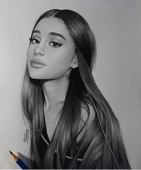 Ariana Grande. Face Pencil Drawing, Pencil Portrait Drawing, Ariana Grande Drawings, Realistic Pencil Drawings, Ariana Grande Fans, Ariana Grande Pictures, Drawing Faces, Celebrity Drawings, Body Picture