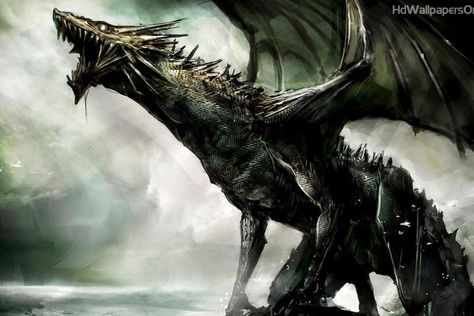 Epic Dragon Wallpapers - Wallpaper Cave Dark Dragon, Large Dragon, Mythical Monsters, Heroic Fantasy, Dragon Images, Cool Dragons, Magical Creature, Dragon Illustration, Dragon Pictures