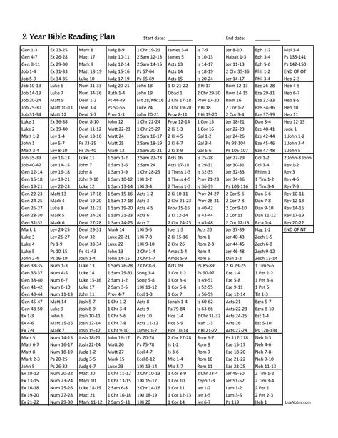 2-Year-Bible-Reading-Plan_LisaNotes.com_.pdf Yearly Bible Reading Plan, Chronological Bible Reading Plan, Chronological Bible, Year Bible Reading Plan, Job 1, Read The Bible, Bible Reading Plan, Bible Reading, Reading Plan