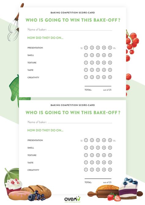 Pie Judging Scorecard, Family Bake Off Ideas, Cookie Bake Off Contest, Cookie Contest Judging Sheet, Pie Contest Judging Sheet, Baking Competition With Friends, Christmas Baking Competition Ideas, Dessert Competition Ideas, Bake Off Competition Ideas