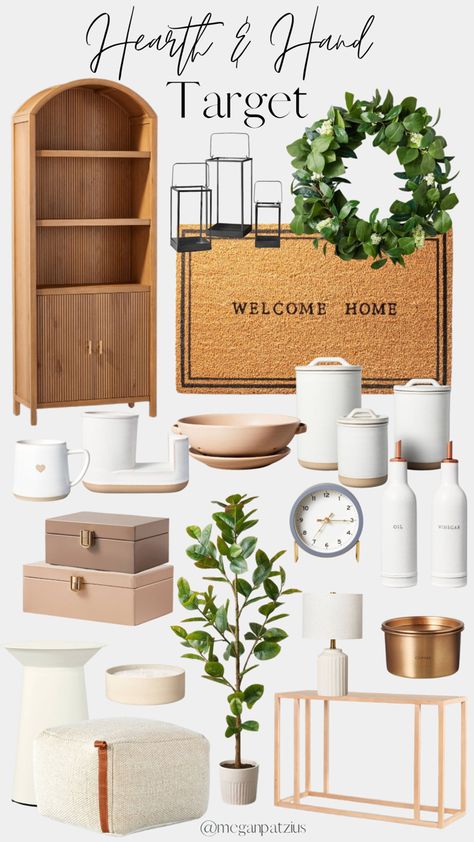 Target home decor furniture modern farmhouse Joanna Gaines style hearth and hand magnolia Target Home Decor 2023, Heart And Hand Magnolia Decor, Magnolia Decor Ideas, Hearth And Hand With Magnolia Bedroom, Unique Table Centerpieces, Arch Bookcase, Magnolia Hearth And Hand, Magnolia Bedroom, Decorations Items