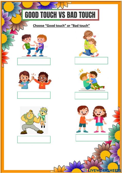 Good Touch Bad Touch Worksheet, Good Touch Bad Touch Activities, Good Touch Bad Touch Posters, Bad Touch, Reading Comprehension For Kids, Alhamdulillah For Everything, Phone Lock, Living Skills, English Phonics