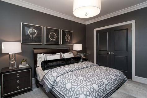 Grey walls, white trim & black doors Bedroom Grey Walls, Grey Walls White Trim, Exterior Door Designs, Trendy Door, Double Doors Interior, Black Door, Black Bedroom, Main Door Design, Rustic Doors