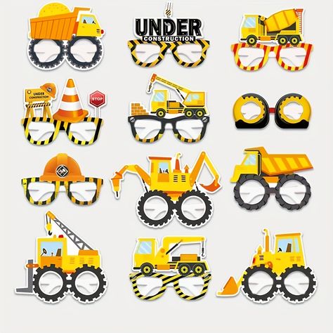 Faster shipping. Better service Construction Photo Booth, Construction Party Favors, Digger Birthday, Truck Theme Birthday, Construction Theme Birthday Party, Construction Birthday Party, Party Glasses, Birthday Themes For Boys, Construction Birthday Parties