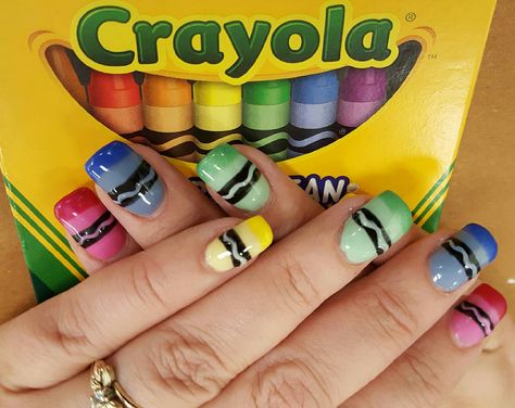 Crayola Back to School nails Back To School Nails, School Nails, Nail Ideas, Back To School, Nail Polish, Nails, Design, Art